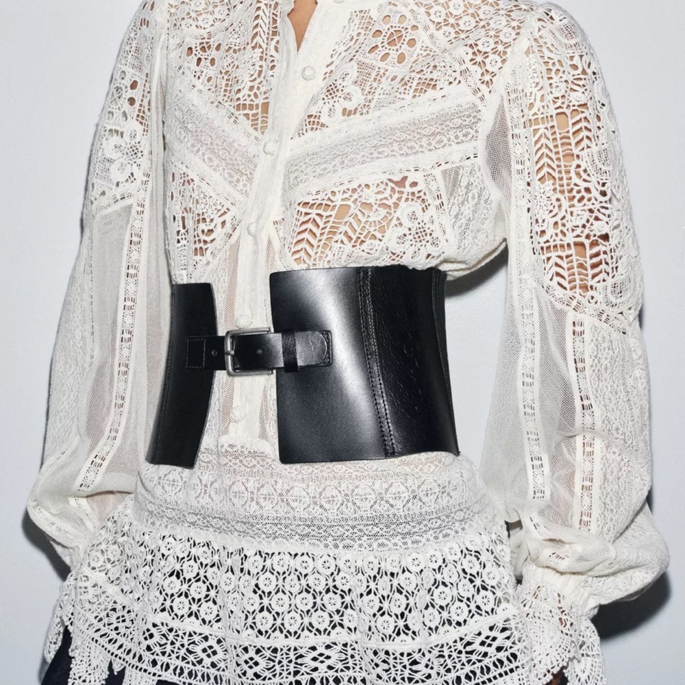 Zara 100% TEXTURED LEATHER CORSET BELT
